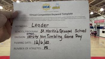 St. Martins Episcopal [Game Day Varsity - Non-Tumble] 2020 UCA Louisiana Virtual Regional