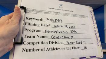 Pennsylvania Elite Cheerleading - Generation X [L5 Senior Coed - D2 - Small] 2021 Beast of The East Virtual Championship