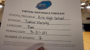 Erie High School [Junior Varsity - Pom Virtual Semi Finals] 2021 UDA National Dance Team Championship