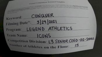 Legend Athletics - Icons [L3 Senior Coed - D2] 2021 Varsity All Star Winter Virtual Competition Series: Event V