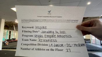 Vegas Empire Athletics - Relentless [L4 Junior - D2 - Medium] 2021 GSSA DI & DII Virtual Championship