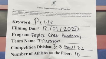 Aspire Cheer Academy - TRIUMPH [L3 Junior - D2] 2020 WSF All Star Cheer & Dance Virtual Championship