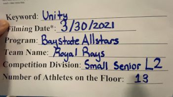 Bay State All Stars - Royal Rays [L2 Senior - Small] 2021 Mid Atlantic Virtual Championship