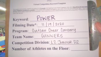 Outlaw Cheer Company - Gunners [L2 Junior - D2 - Small - B] Varsity All Star Virtual Competition Series: Event V