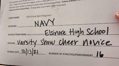 Elsinore High School [Varsity Show Cheer Novice] 2021 USA Virtual Spirit Regional I