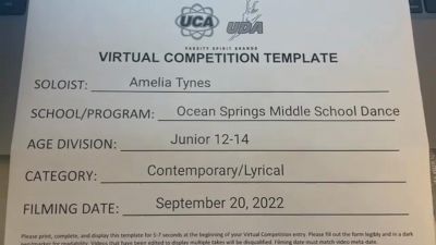 Ocean Springs Middle School - Amelia T. [Junior - Solo - Contemporary/Lyrical] 2022 UDA Virtual Solo Showdown