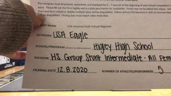 Higley [HS Group Stunt Intermediate - All Female] 2020 USA Arizona & Utah Virtual Regional