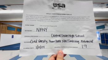 Central Union High School [Coed Varsity Show Cheer Non Tumbling Advanced] 2024 USA Virtual Spirit Regional II