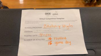 Zachary High School [Small VA DI] 2021 UCA February Virtual Challenge