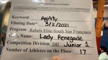 Rebels Elite - Lady Renegade [L1 Junior - D2 - Small - B] 2021 Varsity All Star Winter Virtual Competition Series: Event III