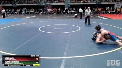 135 lbs Cons. Semi - Kai Davis, Sitka High School vs Justus Grimes, Homer High School Mariners