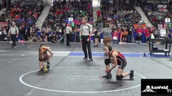 80 lbs Champ. Round 1 - Emery Hughes, Ottawa Mat Masters vs Teigan VanDonge, Onaga