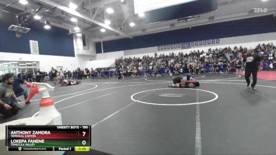 190 lbs Quarterfinal - Lokepa Fanene, Temecula Valley vs Anthony Zamora, Temescal Canyon