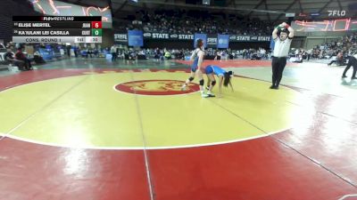 Girls 4A 100 lbs Cons. Round 1 - Ka`iulani Lei Casilla, Curtis (Girls) vs Elise Mertel, Juanita (Girls)