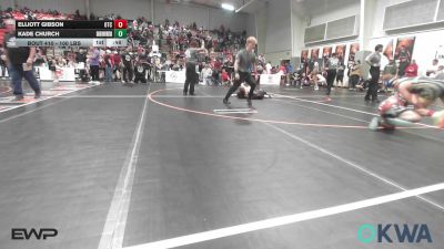 100 lbs Quarterfinal - Elliott Gibson, Owasso Takedown Club vs Kade Church, Skiatook Youth Wrestling