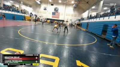 91-96 lbs Round 2 - Caison Mickelson, Lovell Middle School vs Braxton Delay, Thermopolis Middle School