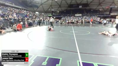 58 lbs 1st Place Match - Shekira Thompson, Victory Wrestling-Central WA vs Lennox Caro, Team Aggression Wrestling Club