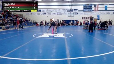 150 lbs Quarterfinal - Peyton Nicklos, Oologah vs Talon Delk, Sperry