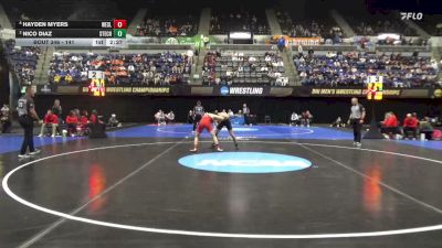 141 lbs Cons. Semi - Hayden Myers, Wesleyan (CT) vs Nico Diaz, Stevens