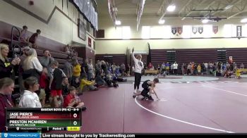 B-9 lbs Cons. Round 1 - Jase Pierce, West Delaware Hawks vs Preston Mcahren, CPU Wrestling Club