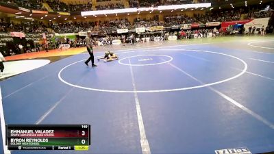 140 lbs Champ. Round 1 - Byron Reynolds, Colony High School vs Emmanuel Valadez, South Anchorage High School