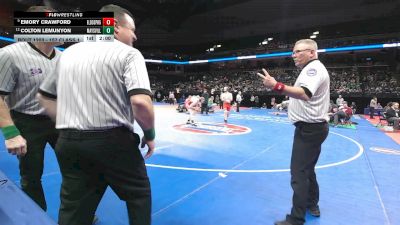 157 Class 1 lbs Quarterfinal - Emory Crawford, El Dorado Springs vs Colton Lemunyon, Maysville