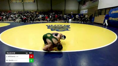 168 lbs Round Of 32 - Justice Williams, Liberty (MO) vs Michael Smith, West Linn (OR)