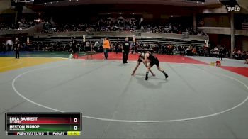 72 lbs Quarterfinal - Heston Bishop, Park Rapids vs Lola Barrett, St. James