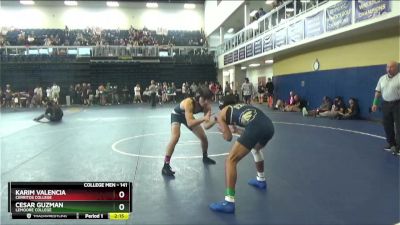 141 lbs Champ. Round 2 - Karim Valencia, Cerritos College vs Cesar Guzman, Lemoore College