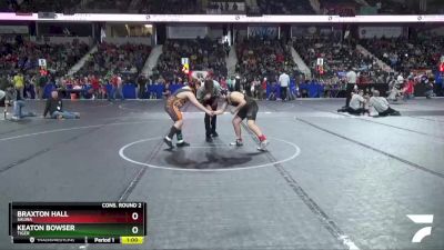 130 lbs Cons. Round 2 - Keaton Bowser, Tiger vs Braxton Hall, Salina