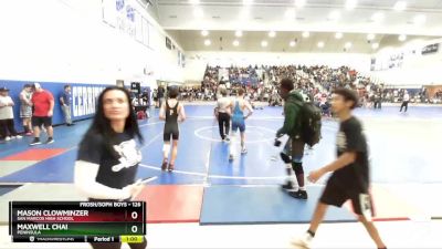 126 lbs Cons. Round 3 - Mason Clowminzer, San Marcos High School vs Maxwell Chai, Peninsula