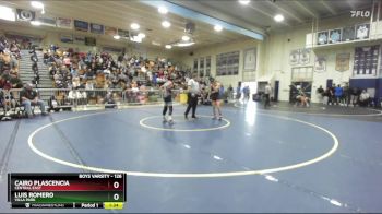 126 lbs Quarterfinal - Luis Romero, Villa Park vs Cairo Plascencia, Central East