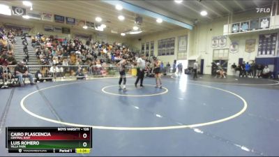 126 lbs Quarterfinal - Luis Romero, Villa Park vs Cairo Plascencia, Central East