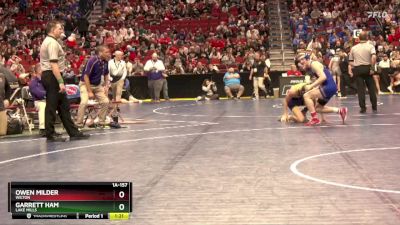 1A-157 lbs Cons. Round 2 - Owen Milder, Wilton vs Garrett Ham, Lake Mills