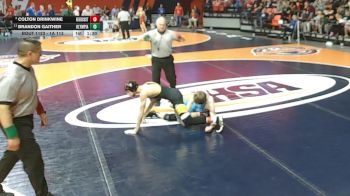1A 113 lbs Quarterfinal - Colton Drinkwine, Braidwood (Reed-Custer) vs Brandon Gaither, Stanford (Olympia)