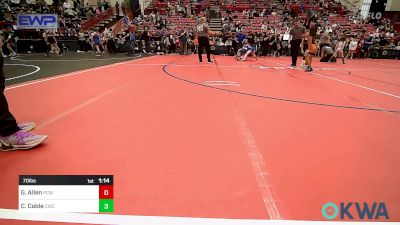 70 lbs Semifinal - Gabriel Allen, Ponca City Wildcat Wrestling vs Cooper Coble, Cowboy Wrestling Club