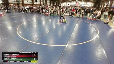 49 lbs Cons. Round 5 - Emmett Grover, Box Elder Stingers vs Brody Baker, Payson Lions Wrestling Club