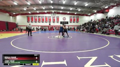 285 lbs Champ. Round 2 - Cody Ruiz, Modesto Junior College vs Keala Mahe, Utah Tech University