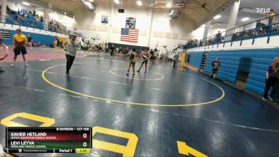 127-138 lbs Round 3 - Xavier Hetland, Rocky Mountain Middle School vs Levi Leyva, Worland Middle School