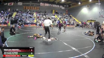 62 lbs Quarterfinal - Brynlee Dupree, Cavalier Wrestling Club vs Braylen Griswell, Junior MatDog Wrestling Club