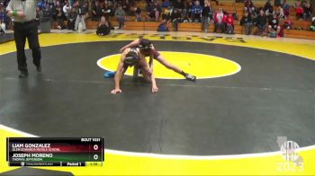 100 lbs Champ. Round 1 - Joseph Moreno, Thomas Jefferson vs Liam Gonzalez, Glen Edwards Middle School