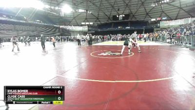 106 lbs Champ. Round 2 - Sylas Bomer, Lake Stevens Wrestling Club vs Clyde Cass, South West Washington Wrestling Club