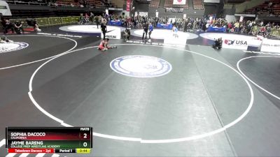 90 lbs Quarterfinal - Jayme Bareng, College Prep Wrestling Academy vs Sophia Dacoco, California