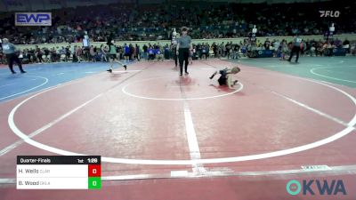 43 lbs Quarterfinal - Hunter Wells, Claremore Wrestling Club vs Brooks Wood, Oklahoma Wrestling Academy