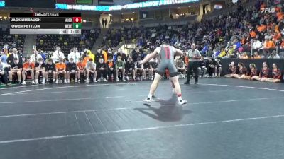 285 lbs Finals (1st & 3rd) - Jack Limbaugh, Algona vs Owen Pettlon, West Delaware, Manchester