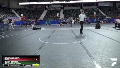 100 lbs Cons. Round 1 - Owen Dowell, WR- Topeka Blue Thunder vs Braigan Dinkel, Russell