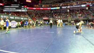 1A-138 lbs Champ. Round 2 - Chance Christensen, Riceville vs Cohen Wolford, Wapello