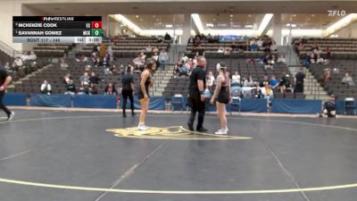 145 lbs 1st Place Match - Savannah Gomez, McKendree University vs Mckenzie Cook, Eureka