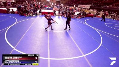 110 lbs Semifinal - Bridger Stephens, Ebbetts Pass Wrestling vs Jett Sorensen, Petaluma Wrestling Club