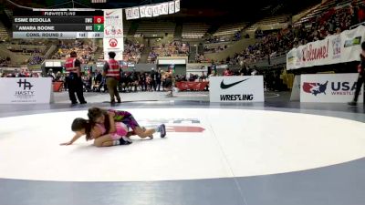Bantam - 53 lbs Cons. Round 2 - Amara Boone, Northshore Youth Club vs Esme Bedolla, Scotsmen Wrestling Club